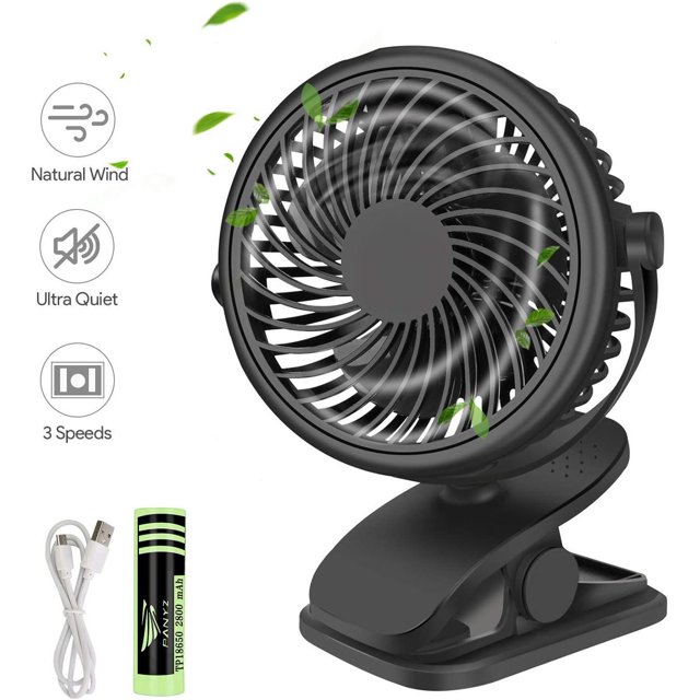 Mini ventilador de escritorio portátil, ventilador de enfriamiento personal USB de 3 velocidades con rotación de 360, cable USB y batería para el hogar, la oficina, el gimnasio, la pesca, el campamen