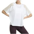 thumbnail image 2 of YHAJDS Workout Top Women Dry Round Neck Mesh Panel Short Sleeve Yoga T Shirt, 2 of 5