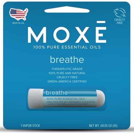 MOXE Breathe Himalayan Salt Nasal Stick Inhaler with Eucalyptus Essential Oil – Cool Menthol Scent, Portable Scent Stick, 1 Pack
