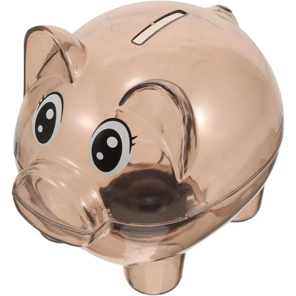 Transparent Acrylic Piggy Bank for Kids and Adults Cute Cartoon Pig Money Saving Box Ideal Gift for Boys and Girls Brown