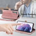 thumbnail image 4 of Funda de cuero con hebilla lateral y cremallera geométrica para Samsung Galaxy S23 Ultra 5g (rosa), 4 of 5
