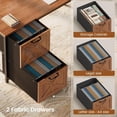 thumbnail image 4 of Farmhouse L Shaped Computer Desk with 2 Drawers and Storage Shelves, Reversible 86.6" Gaming Desk with LED Lights, Corner Office Desk for Home Office, Bedroom, Living Room, 4 of 7