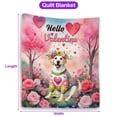 thumbnail image 5 of Hello Valentine’s Day Labrador Retriever Flower Crown Romantic Pink Floral Quilt Blanket Lab Dog Lover Gifts Cozy Comforter Throw Blanket - 00031, 5 of 5