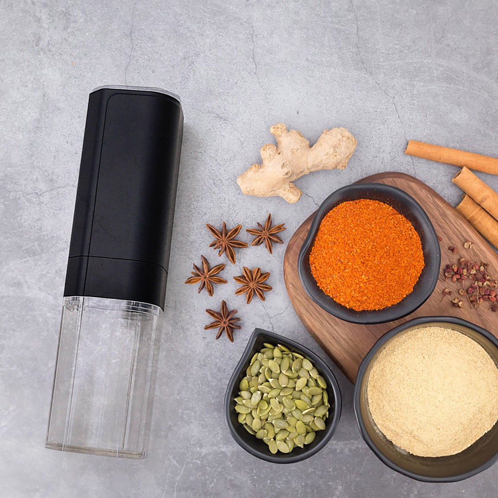 Cadorn Electric Pepper Grinder - Type - C Rechargeable, 6 - Level Coarseness Adjustment, Waterproof with LED Light, Dual - Chamber Option for Salt & Pepper