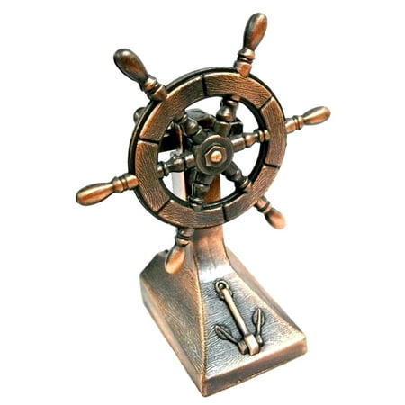 Highland Bronze Collectibles - Antique Ship Steering Wheel Die Cast Metal Collectible Pencil Sharpener