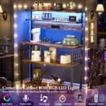 thumbnail image 2 of Bakers Rack with Power Outlet, Microwave Stand, 5 Tiers Coffee Bar Station with Led Lights, Kitchen Storage Shelf with 6 S-Shaped Hooks, Kitchen Rack Coffee Bar Stand, Rustic Brown, 2 of 14