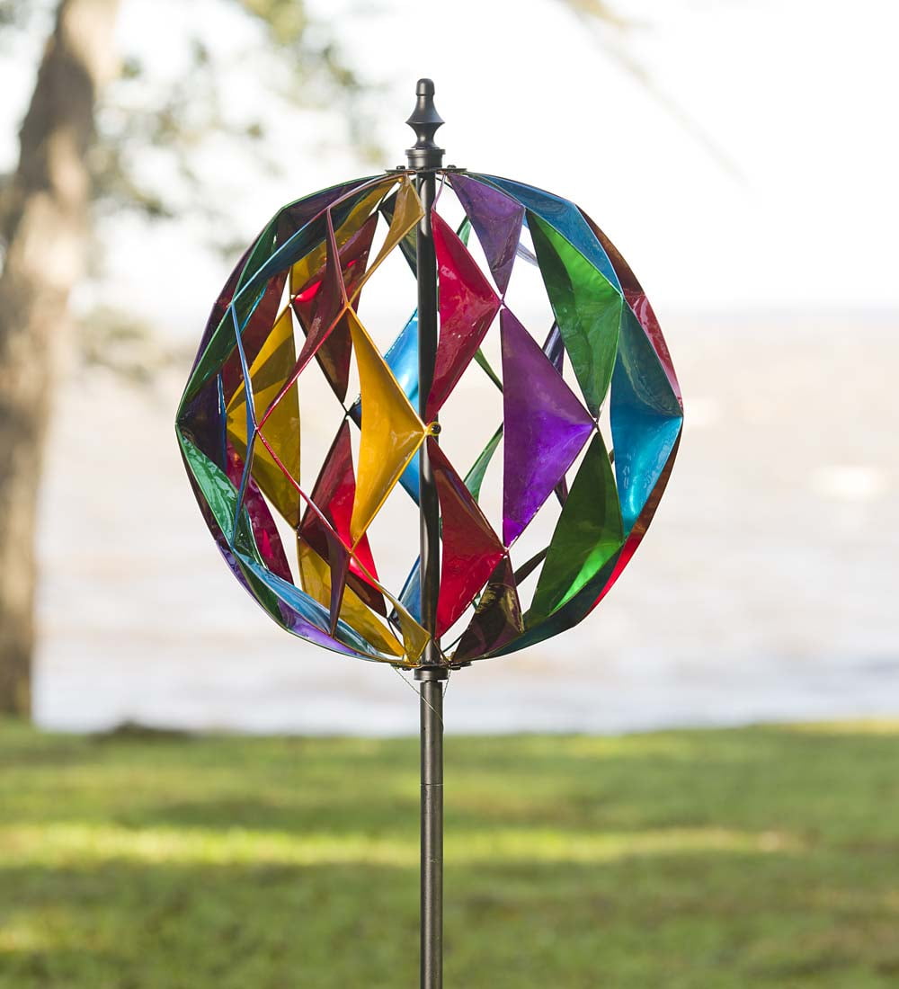 Harlequin Ball Wind Spinner for Gardens by Problem Solvers
