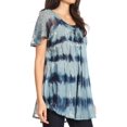 thumbnail image 3 of Sakkas Allegra Women's Short Sleeve Loose Fit Casual Tie Dye Blouse Tunic Shirt - 19207-Gray - Plus Size, 3 of 5