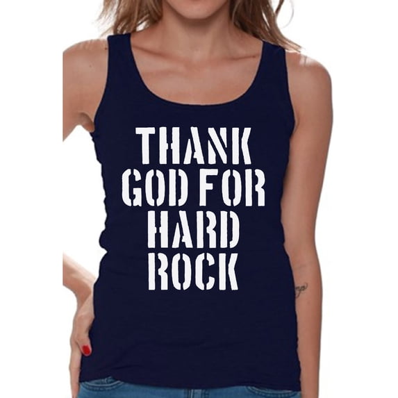 Awkward Styles Thank God for Hard Rock Tank Top for Women Christian Clothes for Ladies Religious Womens T-Shirt Christian Gifts God Tank Top Hard Rock Clothing Jesus T Shirt for Her Rock Ladies Shirt