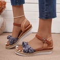 thumbnail image 7 of Women’s Flat Sandals, Soft Straps Slip-on Open Toe Light Weight Elastic Slingback Comfort Casual Walking Sandals Blue 5.5, 7 of 7