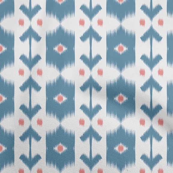 oneOone Cotton Poplin Twill Grayish Blue Fabric Ikat Diy Clothing Quilting Fabric Print Fabric By Yard 56 Inch Wide