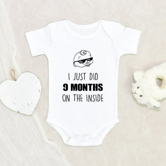Newbabywishes Onesie Cotton I Just Did 9 Months On The Inside Baby Shower Gift, White, 0-3 Months
