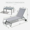 thumbnail image 3 of Chaise Lounge Outdoor Set of 3, Lounge Chairs for Outside with Wheels, Outdoor Lounge Chairs with 5 Adjustable Position, Pool Lounge Chairs for Patio, Beach(Grey, 2 Lounge Chairs+1 Table), 3 of 5