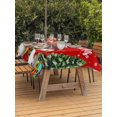 thumbnail image 2 of Outdoor Tablecloth with Umbrella Hole and Zipper, Red Christmas Snowman Rectangle Table Cloth 60x120 Inch Waterproof Tablecloth, Winter Snowflake Green Xmas Tree Picnic Table Cover for Patio Camping, 2 of 7