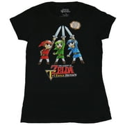 Angle View: Legend of Zelda Girls Juniors T-Shirt - Tri-Force Heroes Triple Link Cheer (X-Large)