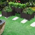 thumbnail image 3 of Plastic Raised Garden Bed, Planter Box Set of 4, Outdoor Herbs Flowers Growing Box with Legs and Drain Hole, Free Splicing Injection Planting Box, for Garden, Patio, Balcony, Brown, D6829, 3 of 13