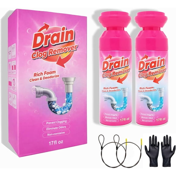 Foaming Drain Cleaner, Sink Cleaner and Deodorizer,Wild Tornado Drain Clog Remover for Kitchen Sinks, Shower Drains, Tubs (2pcs)