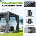 thumbnail image 3 of MELLCOM Louvered Pergola 10x12, Outdoor Rustproof Shelter with Adjustable Roof, Aluminum Gazebo with Waterproof Curtains and Netting for Patio Deck, Dark Grey, 3 of 8