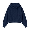 thumbnail image 6 of Ozmmyan Womens Cropped Zip Up Hoodie Ribbed Texture Drawstring Hooded Sweatshirt Jacket with Pockets Casual Fall Outerwear Streetwear Top, 6 of 6