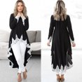 thumbnail image 1 of Casual Mujer Otoño Vestido Kaftan Irregular Dobladillo de encaje Empalme Mangas largas O Cuello Cami Abanopi Negro/S, 1 of 7