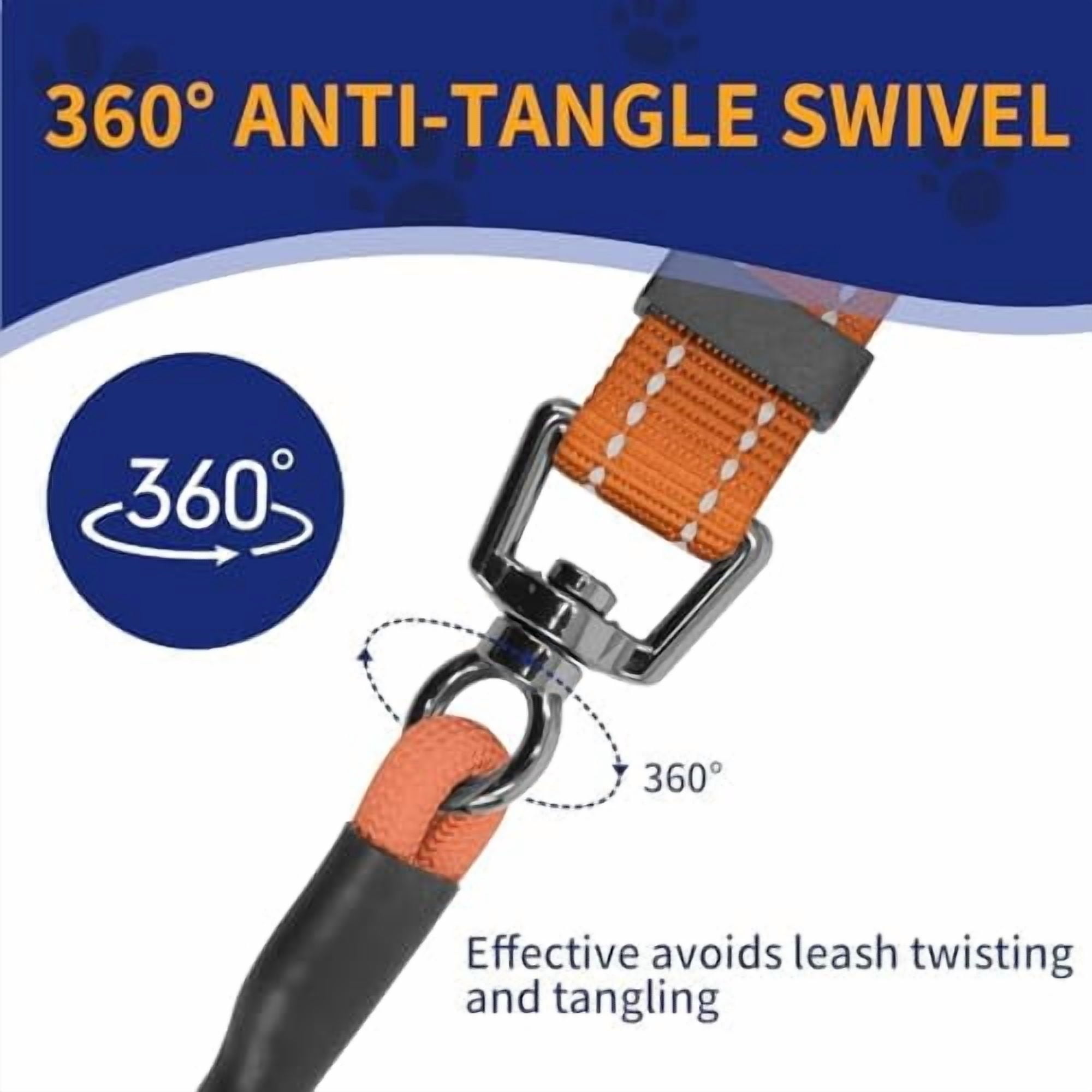 Slip Lead Dog Leash, Hands-Free No Pull Training Leash with Padded Handle for Medium Large Heavy Duty Dogs, Gradient Orange