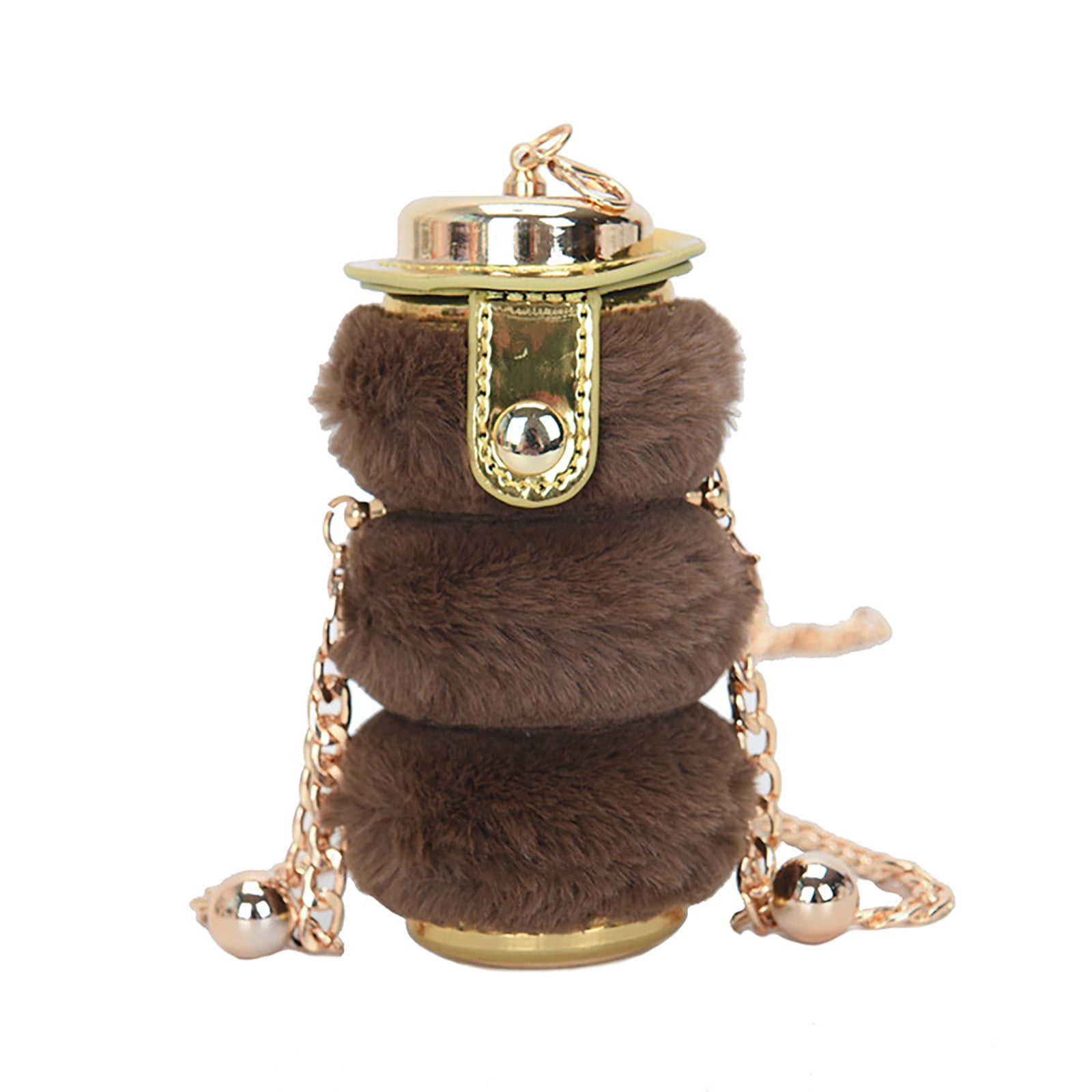 Ladies Faux Fur Shoulder Messenger Bag Pom Pom Chain Handbag Wallet Fluffy Round 