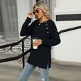 thumbnail image 5 of SWSMCLT Women's Soft Pullover Sweater Long Sleeve Work Boat Neck Tunic Top Button Split Crewneck Knit Fall Fashion Black Medium, 5 of 5