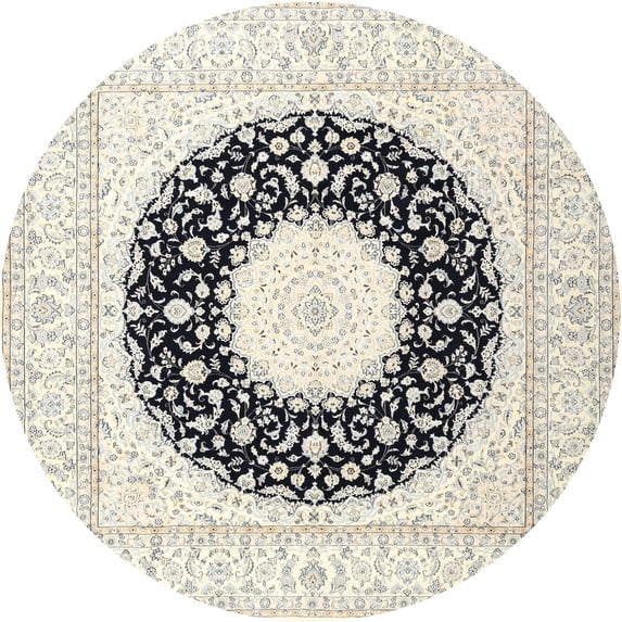 Ahgly Company Indoor Round Traditional Champagne Beige Area Rugs, 4' Round