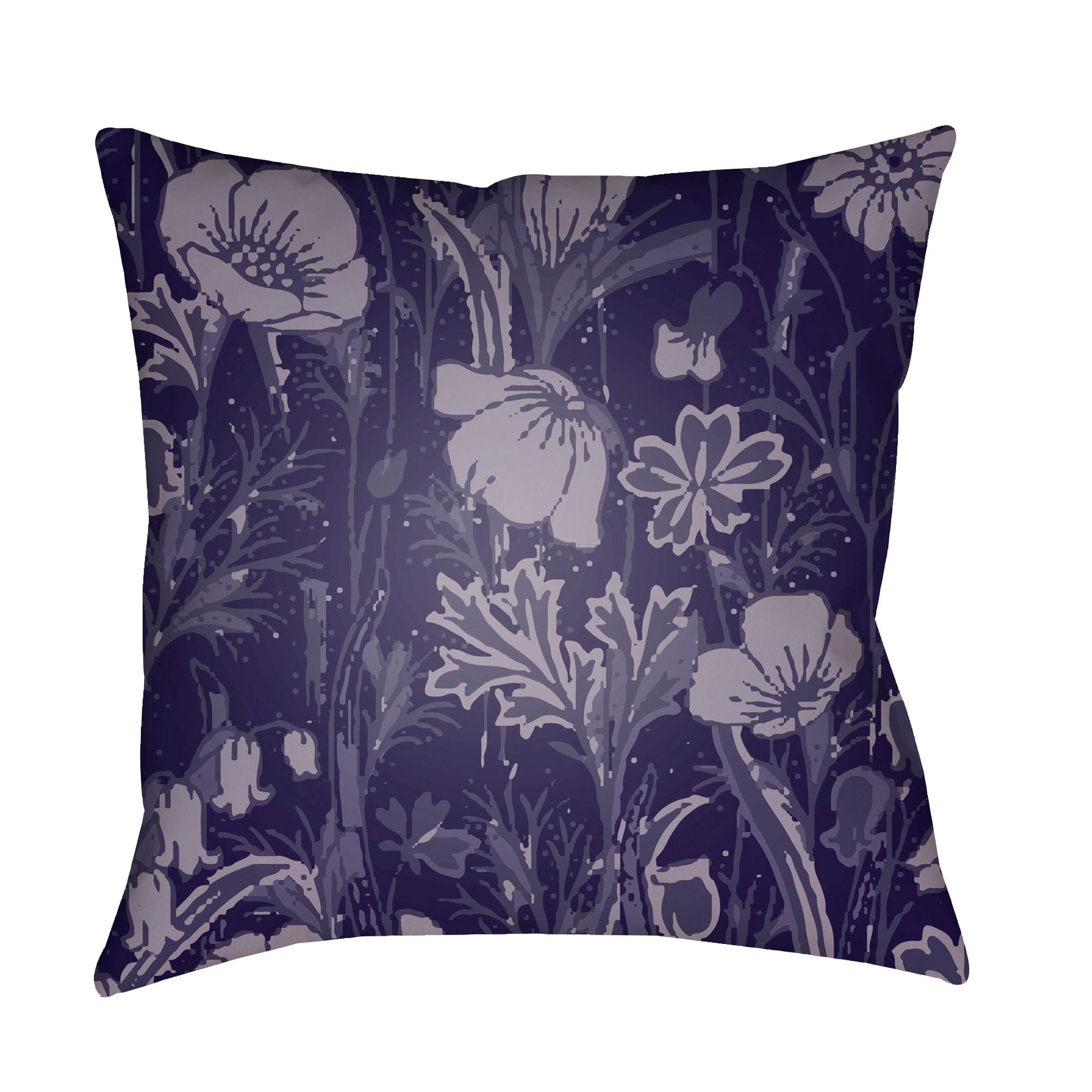 22" Indigo Blue and Ivory Floral Square Throw Pillow Cover Walmart