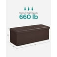 thumbnail image 4 of SONGMICS 43" Storage Ottoman Bench Folding Leather Ottoman with Storage Footrest Holds 660lb for Bedroom Brown, 4 of 10