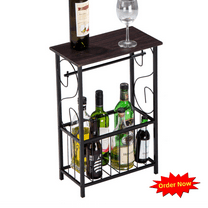 Tcbosik Side Table with Toilet Paper Holder, Narrow End Table with Storage Basket & Metal Frame for Living Room, Bedroom, Easy Assembly, Dark Brown