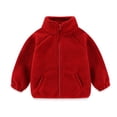 thumbnail image 2 of CYRBOKO Girls Fleece Jackets, Long Sleeve Zip Up Thermal Stand Collar Winter Outerwear Red Size 7-8 T, 2 of 5