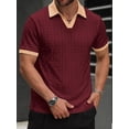 thumbnail image 2 of RICHCOIN Polo Shirts for Men V Neck Short Sleeve Golf Shirts Casual Textured Knit Old Money Tops, 2 of 7