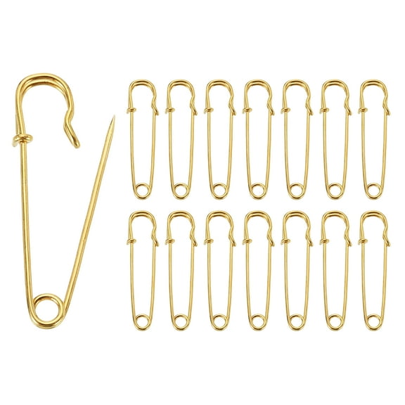 Uxcell 30pcs Safety Pins 38mm Electroplated Large Safety Pin for Clothes, Gold