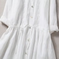 thumbnail image 5 of Meichang Button Down Shirt Dress for Women Casual Cotton Linen Maxi Dresses Half Sleeve Collar Embroidery Long Dresses with Waist Drawstring, 5 of 6