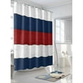 thumbnail image 3 of Fsddascl Red Navy Blue Stripe Shower Curtain Set - Long 72" x 84" Washable Bathtub Curtain with 12 Hooks, Retro Farmhouse Striped Vintage Waterproof Fabric Stall Shower Curtains for Bathroom/Bathtub, 3 of 6