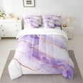 thumbnail image 2 of Feelyou Adult Chic Marble Bedding Comforter Set 7pcs, Abstract Ombre Purple Queen Bedding Sets, Fashion Marbling Theme Reversible Queen Sheet Sets, Ultra Soft Bedroom Decor, 2 of 7