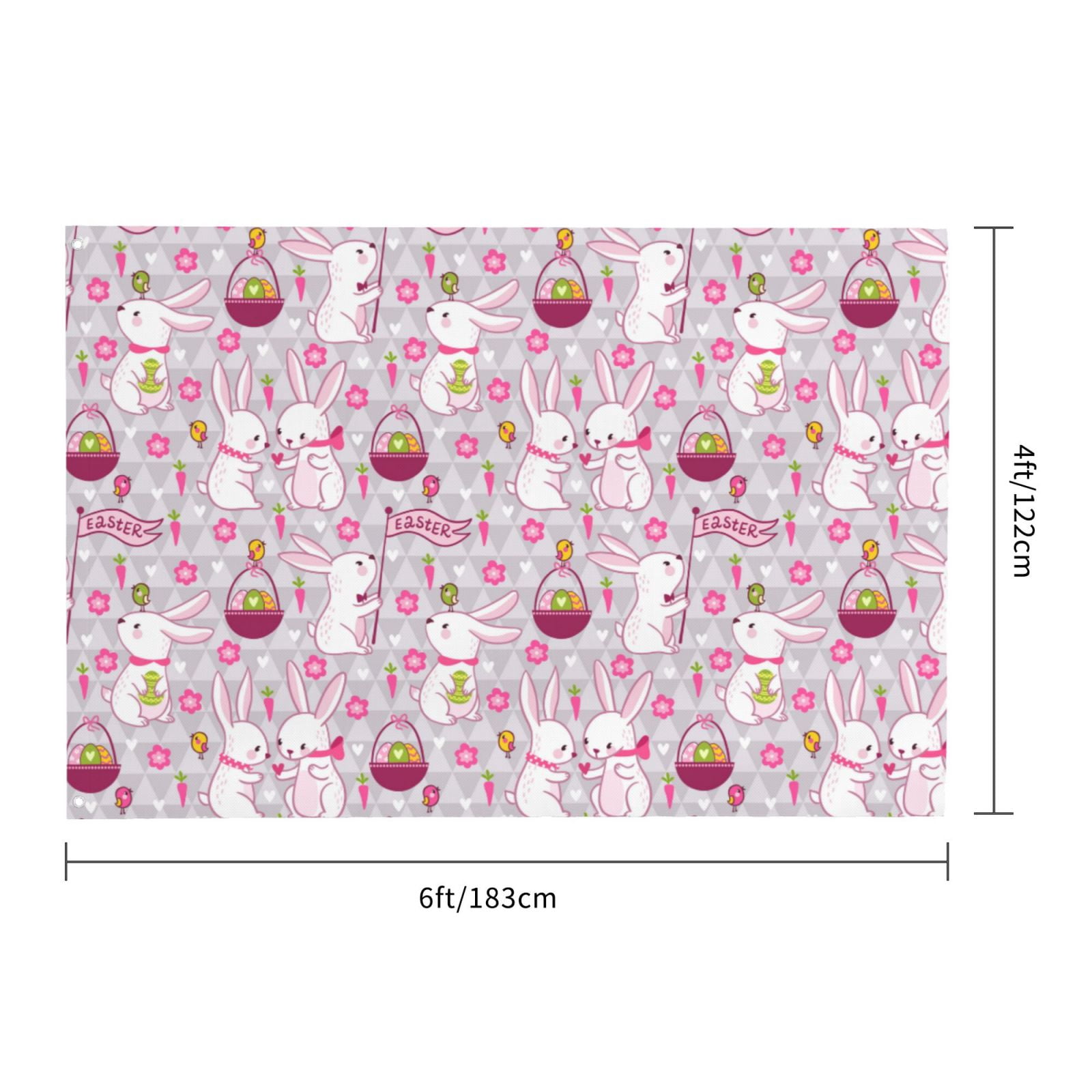 Vsdgher Easter Rabbit Print Outdoor Decorative Flag 4x6ft, Suitable for outdoor decoration, can be hung indoors, on outdoor lawns, balconies, parties