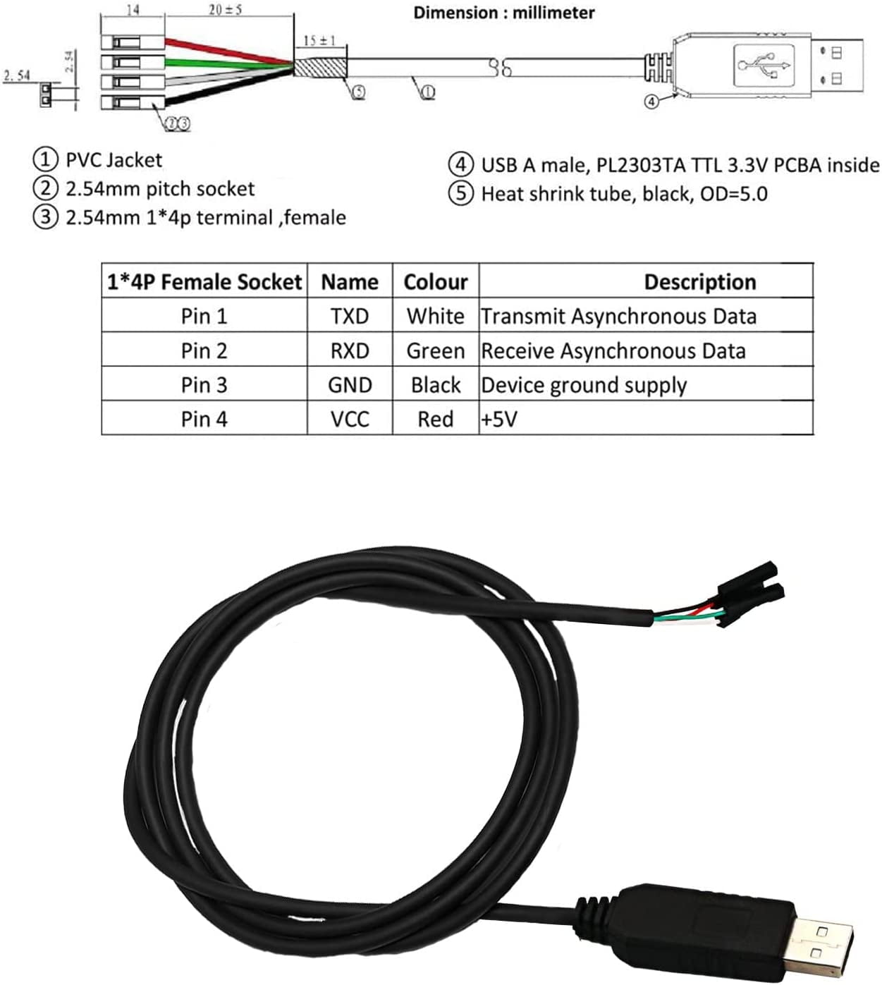 meget Rubin Brobrygge CH340G USB to TTL Serial Adapter USB to RS232 TTL Converter Download Flash  Line USB to Serial Port for Arduino - Walmart.com