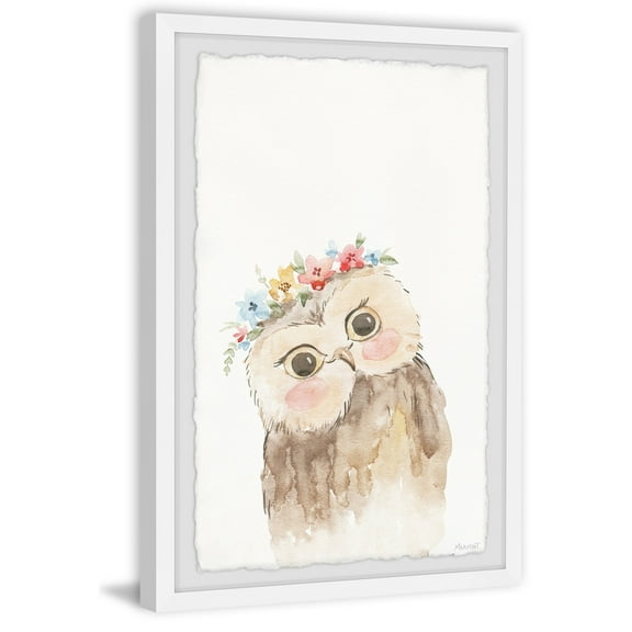Marmont Hill Owl Flower Crown Framed Painting Print