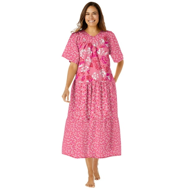 Only Necessities Women's Plus Size Tiered Print Dress or Nightgown ...