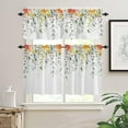thumbnail image 2 of Spring Floral Kitchen Curtains and Valance Set, Summer Botanical Cafe Curtains Rod Pocket Windows Curtains for Living Room Bedroom Eucalyptus Leaves Valance and Tier Curtains 24 Inch Length, 2 of 6