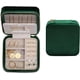 thumbnail image 1 of Caja organizadora de joyas de viaje, estuche de viaje de terciopelo con espejo, organizador de anillos, pendientes, collares, caja de almacenamiento (verde bosque), 1 of 5