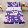 thumbnail image 2 of Manfei Funny Cat Zipper Twin Comforter Sets with Fitted Sheet and 2 Pillowcases, Kawaii Flower Love Heart Zipper Bedding Set, Purple Pink, Polkadot Reversible, 4-Piece, 2 of 7