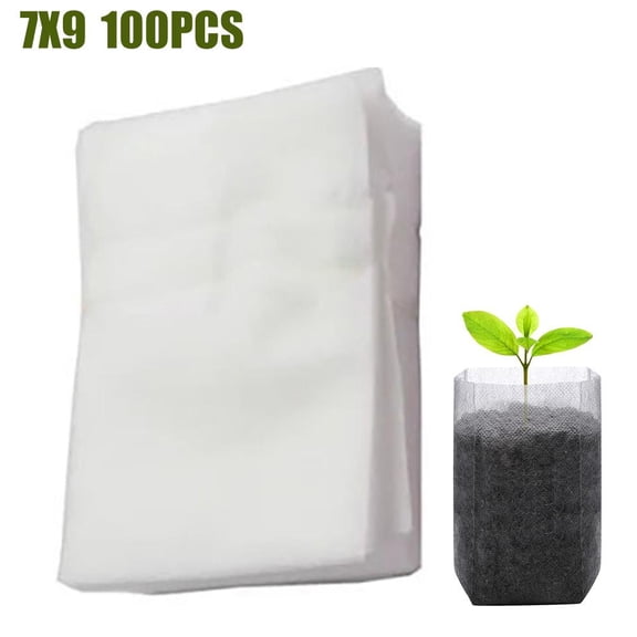 100Pcs Biodegradable Non-Woven Nursery Bags Plant Grow Bags Fabric Seedling Bags Home Garden Supply