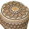 thumbnail image 3 of White with Orange Embroidery Omani Style Tall Hard Kufi Hat Skull Cap - 23.5, 3 of 3