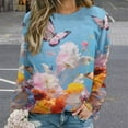 thumbnail image 2 of Watercolor Butterfly Womens Oversized Sweatshirts Hoodies Crewneck Casual Tops Comfy FallWinter Clothes 2024, 2 of 7