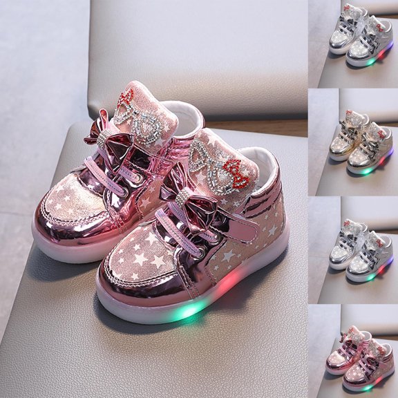 Miluxas Boys Girls Light up Shoes Flashing Lightweight Breathable Adorable Running Sneakers for Toddler and Little Kid Silver 8 Years