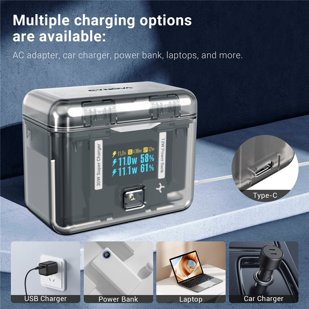 Battery Charging Box for Insta 360 X4，Charger Hub 2 Ways Bi-directional Charger Power USB-C X4 Battery Accessories