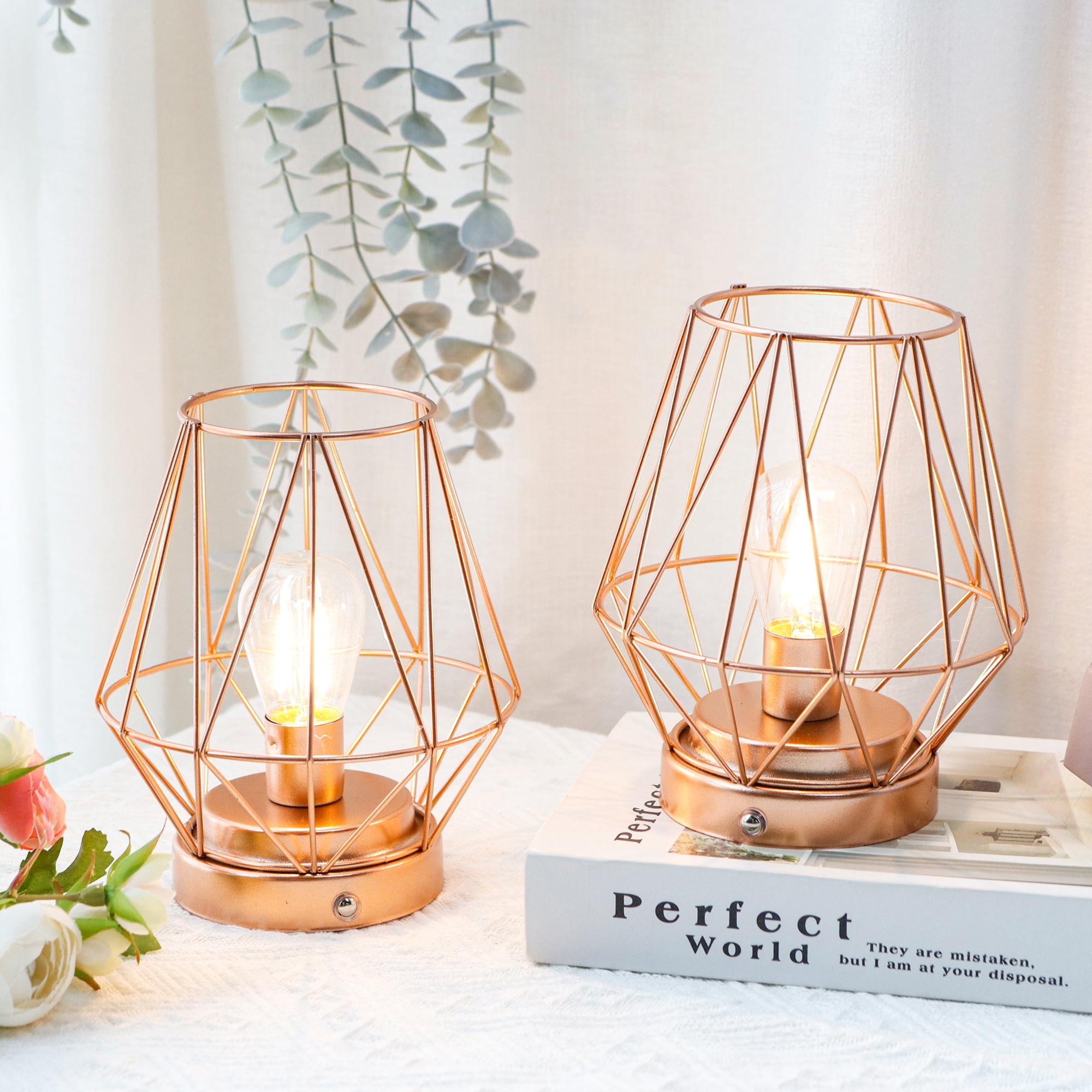 LED Cordless Table Lamps Set of 2 Rechargeable Battery Operated Desk Lamp 7 "H Touch Dimmable Wireless Lamp for Indoor Outdoor Bedrooms Office Wedding Parties Patio